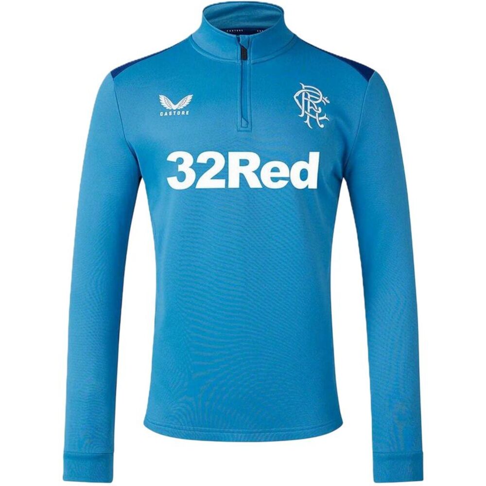 Castore Mens Rangers FC Quarter Zip Training Fleece Top / Blue/Deep Blue